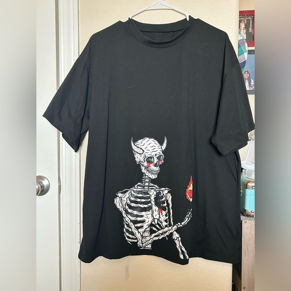 Graphic Grunge Skeleton Black oversized T-Shirt